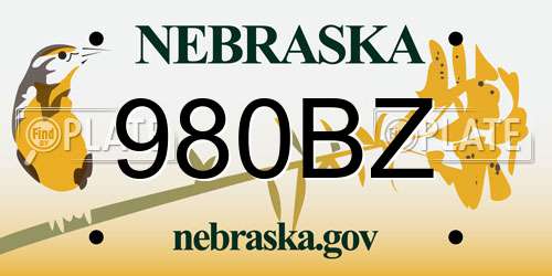 980BZ Nebraska License Plate