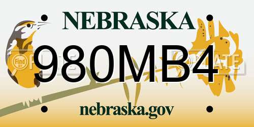 980MB4 Nebraska License Plate