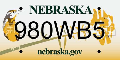 980WB5 Nebraska License Plate