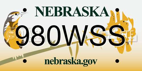 980WSS Nebraska License Plate