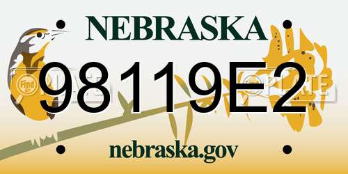 98119E2 Nebraska License Plate