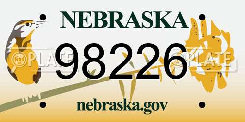 98226 Nebraska License Plate