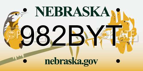 982BYT Nebraska License Plate