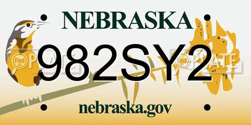 982SY2 Nebraska License Plate