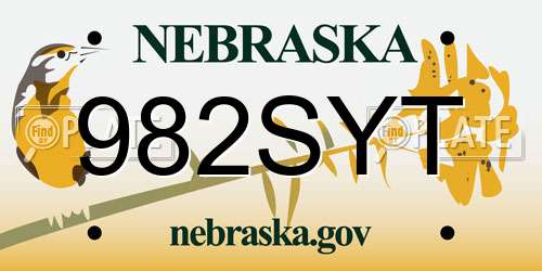 982SYT Nebraska License Plate