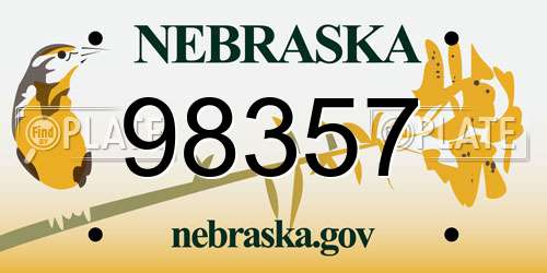 98357 Nebraska License Plate