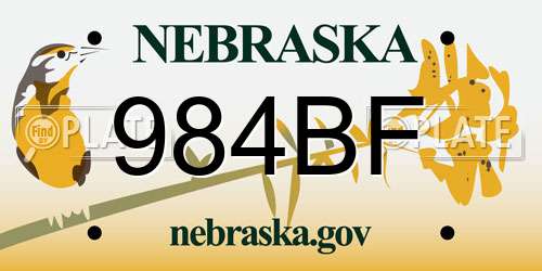 984BF Nebraska License Plate