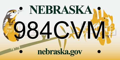 984CVM Nebraska License Plate