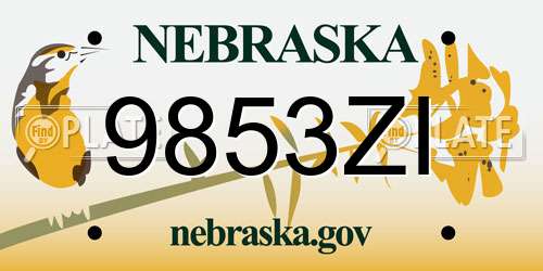 9853ZI Nebraska License Plate