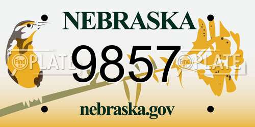 9857 Nebraska License Plate