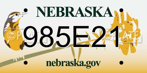 985E21 Nebraska License Plate