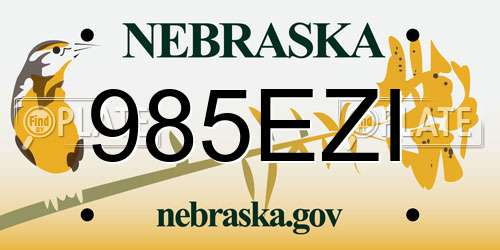 985EZI Nebraska License Plate