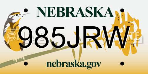 985JRW Nebraska License Plate