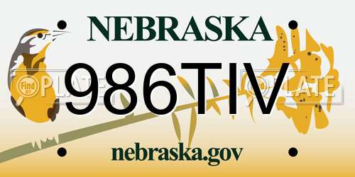 986TIV Nebraska License Plate
