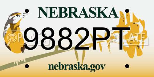 9882PT Nebraska License Plate