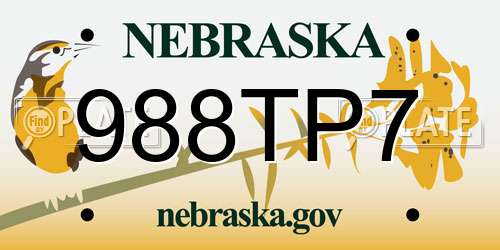 988TP7 Nebraska License Plate