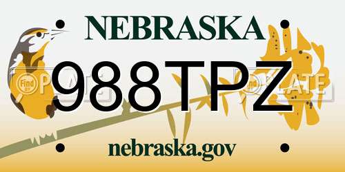 988TPZ Nebraska License Plate