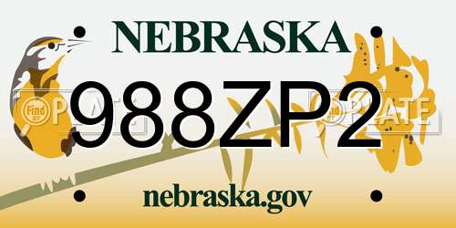 988ZP2 Nebraska License Plate