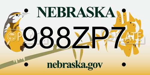 988ZP7 Nebraska License Plate