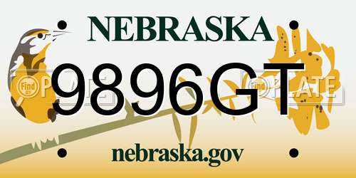 9896GT Nebraska License Plate