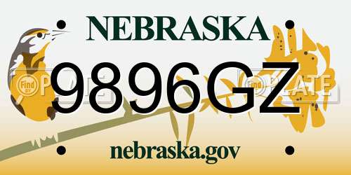 9896GZ Nebraska License Plate
