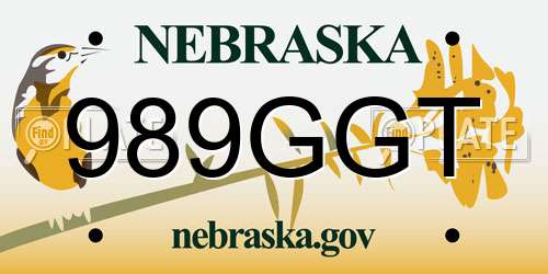 989GGT Nebraska License Plate