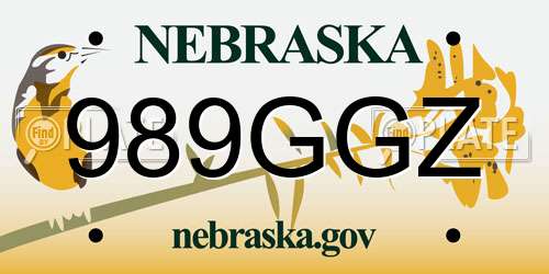 989GGZ Nebraska License Plate