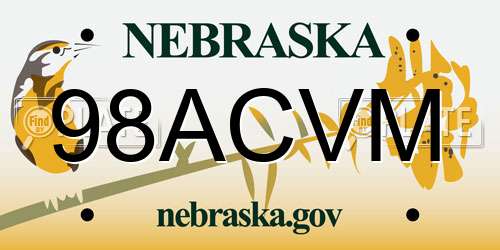 98ACVM Nebraska License Plate