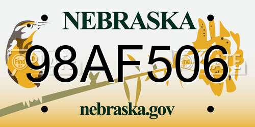 98AF506 Nebraska License Plate