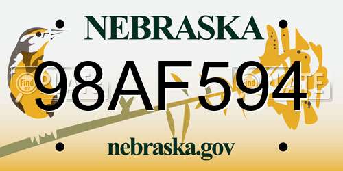 98AF594 Nebraska License Plate