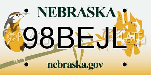 98BEJL Nebraska License Plate