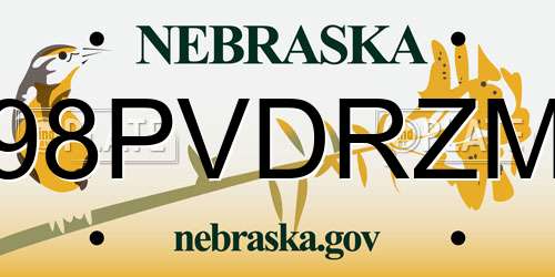 98PVDRZM Nebraska License Plate