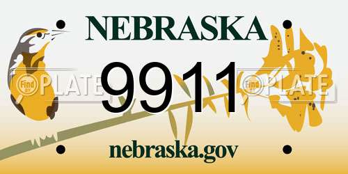 9911 Nebraska License Plate