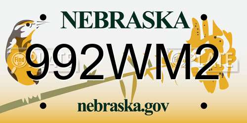 992WM2 Nebraska License Plate