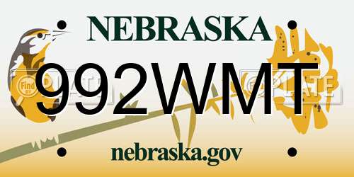 992WMT Nebraska License Plate