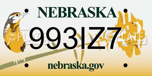 993IZ7 Nebraska License Plate