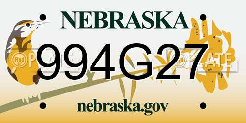 994G27 Nebraska License Plate