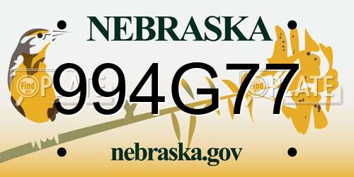 994G77 Nebraska License Plate