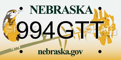 994GTT Nebraska License Plate
