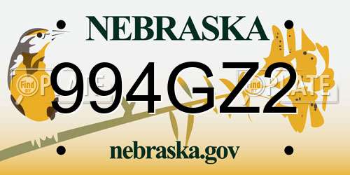 994GZ2 Nebraska License Plate