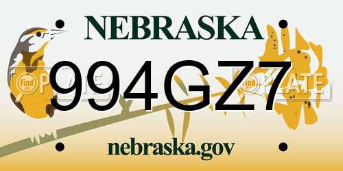 994GZ7 Nebraska License Plate