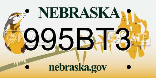 995BT3 Nebraska License Plate