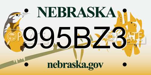 995BZ3 Nebraska License Plate