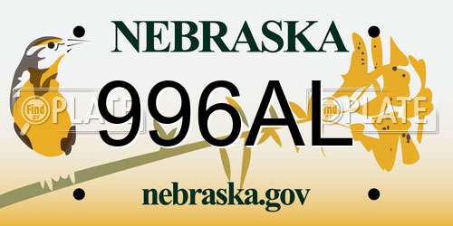 996AL Nebraska License Plate