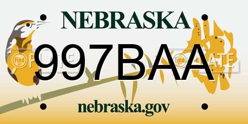 997BAA Nebraska License Plate