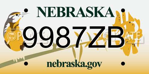 9987ZB Nebraska License Plate