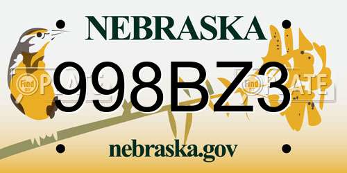 998BZ3 Nebraska License Plate