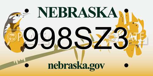 998SZ3 Nebraska License Plate