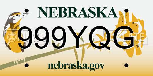 999YQG Nebraska License Plate