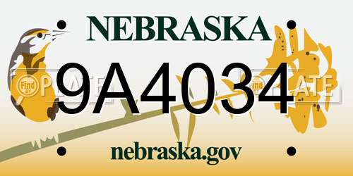 9A4034 Nebraska License Plate